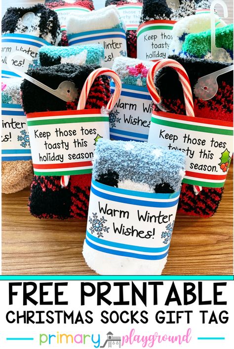 Christmas Sock Ideas Gift, Teacher Staff Gifts Christmas, Sensory Christmas Gifts, Diy Christmas Gifts Fuzzy Socks, Kids Class Gifts For Christmas, Mitten Gifts For Students, Christmas Goodie Bags For Elderly, Christmas Goodie Bags For Teachers, School Staff Gifts Christmas