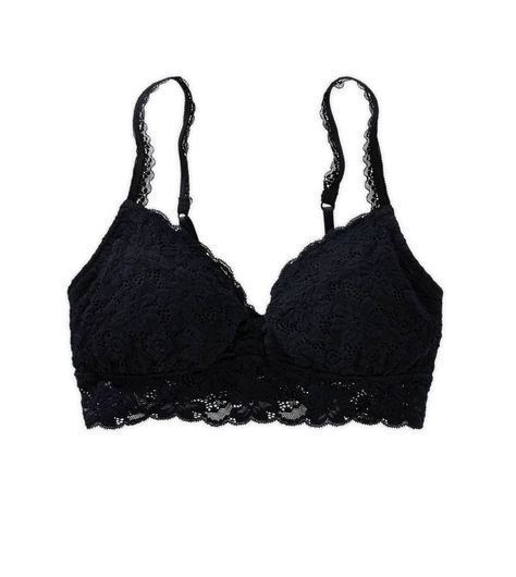 I love bralettes and bandeus! i really want this in white and im a small Cute Bralettes Aesthetic, Embroidered Sweatshirt Outfit, Black Brallete, Cute Bras Png, Chic Outfits Edgy, Lace Bralettes Aerie, Black Lace Lingerie, Aerie Bras, Lacy Bra