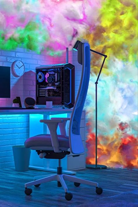 CLICK TO SHOP for this 16ft 3D DIY thundercloud kit! EVERYTHING you need in this one KIT! Led Clouds, Gaming Room Bedroom, Wall Cloud, Lamp Colorful, Cloud Ceiling, Cloud Lamp, Led Diy, Gaming Room, Club Parties