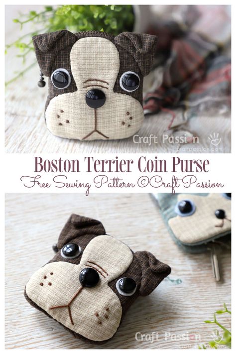 DIY Fabric Dog Coin Purse Free Sewing Patterns | Fabric Art DIY Animal Bag Pattern, Puppy Purse, Fabric Art Diy, Diy Coin Purse, Sewing Tutorials Bags, Pouch Sewing, Fabric Sewing Patterns, Free Sewing Patterns, Patterns Fabric