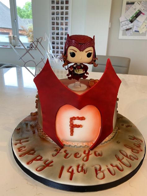 Marvel Birthday Cake, Marvel Nails, Scarlet Witch Costume, Witch Cake, Marvel Party, Marvel Cake, 13 Birthday Cake, Geek Food, Avengers Party