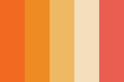 Five fruity flavors Color Palette Fruit Punch Color Palette, Creamsicle Color Palette, Fruity Color Palette, Melon Color Palette, Breakfast Color Palette, Five Color Palette, Red Orange Color Palette, 70s Color Palette, Art Disco