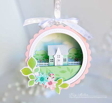 Petite Places Ornament by Kay Miller for Papertrey Ink (January 2016) Papertrey Ink Petite Places, Tuna Can, Papertrey Ink Cards, Capture The Moment, Garden Ornament, Papertrey Ink, Shaker Cards, Can Crafts, Stamp Crafts