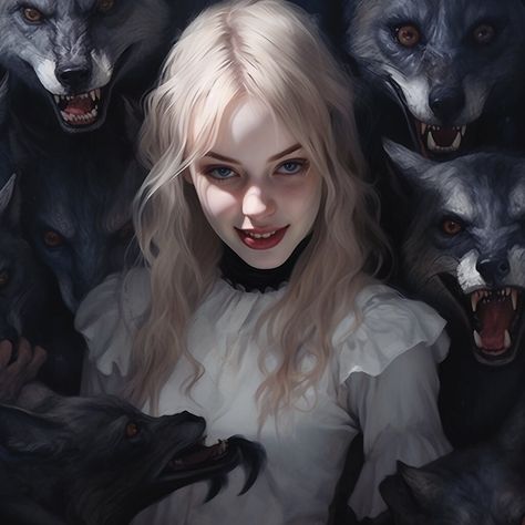 Welcome to our Etsy listing for the captivating "Woman Among Wolves - Digital Download"! This mesmerizing artwork captures a breathtaking moment as a young woman with long blonde hair stands confidently at the heart of a group of majestic wolves, forming a powerful connection between the human spirit and the wild beauty of nature. In this enchanting scene, the woman's radiant smile shines like the sun, perfectly complemented by the warm glow of sunlight filtering through the trees behind her. Sh World At Night, Wolf Woman, Character Inspiration Male, Human Spirit, Wild Beauty, Long Blonde, Long Blonde Hair, Dnd Characters, Young Woman