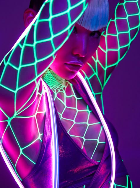 Techno Witch Aesthetic, Techno Club Aesthetic, Rave Editorial, Techno Photography, Dark Techno Aesthetic, Neon Witch, Techno Aesthetic, Miami Neon, Futuristic Neon Aesthetic