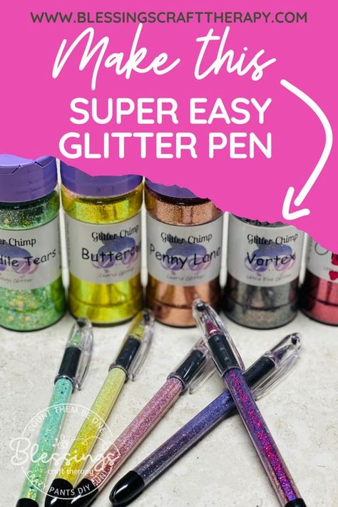 How To Make Glitter Pens, Glitter Crafts Adults, Diy Glitter Pens, Epoxy Pens Ideas, Glitter Pens Art, Homemade Glitter, Diy Pens, Papermate Inkjoy Gel Pens, Glitter Magnets