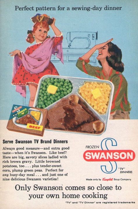 Retro Food Ads, Libby’s Pumpkin, Vintage Swanson Tv Dinners, Swanson Tv Dinner, Vintage Grocery Store Ads, 1970s Food Ads, Childhood Food, Vintage Grocery, History Journal