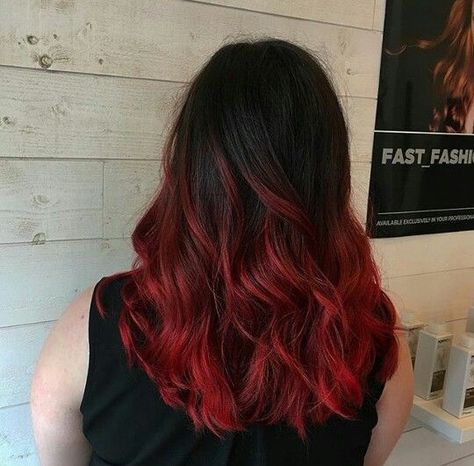 Foxy Red: Stylish Hairstyle Ideas for Fox-Red Hair Hair Color At Ends Of Hair, Red Hair Fading Out, Black Faded To Red Hair, Black Fade To Red Hair, Black Hair Fading Into Red, Ends Colored Hair, Black Fading Into Red Hair, Ombre Red Hair Color For Brunettes, Red Dyed Ends Of Hair