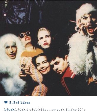 Bjork and club kids in NYC 1990s Female Gemini, Michael Alig, Kids Money, Kids Couture, Studio 54, New Romantics, Club Kids, Monster Party, New Classic