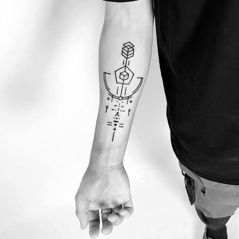 Incredible Geometric Bow And Arrow Forearm Tattoos For Men Arrow Forearm Tattoo, Amsterdam Tattoo, Kunst Tattoos, Tattoo Inspiration Men, Forearm Tattoo Design, Geometry Tattoo, Geometric Tattoo Design, Tattoo Portfolio, Architecture Tattoo