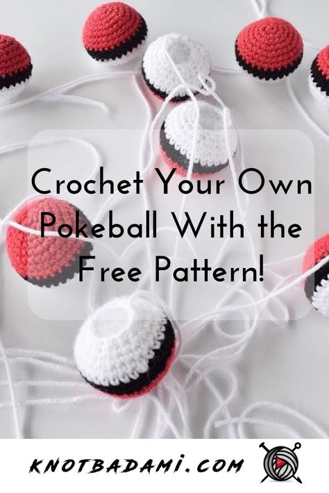 Crochet Poke Ball, Free Crochet Pokeball Pattern, Poke All Crochet Pattern, Geek Crochet Patterns Free, Pokémon Ball Crochet, Small Crochet Ball Free Pattern, Crochet Pokeball Pattern Free, Simple Crochet Projects For Beginners Free, Poke Ball Crochet Pattern