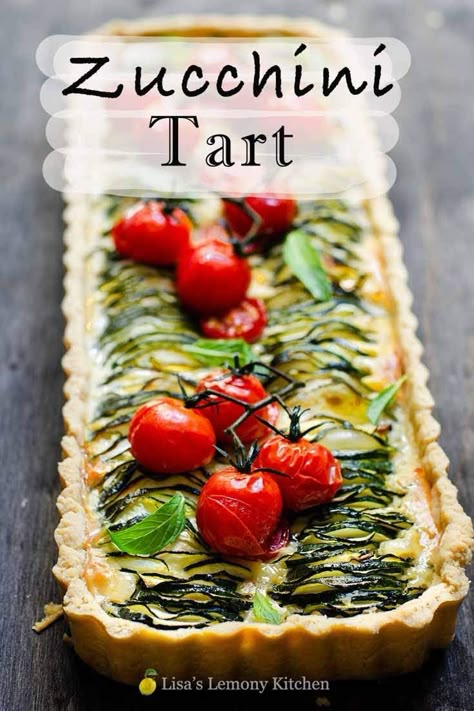 Easy zucchini and feta tart is a delicious vegetarian recipe for any time of the day and perfect with a side salad. Vegetarian Tarts Savoury, Courgette Tart Recipe, Zucchini Tart Recipes, Vegetable Tart Recipe, Courgette Tart, Vegetarian Tart Recipes, Vegetable Tarts, Tarts Savory, Vegetable Tart Recipes