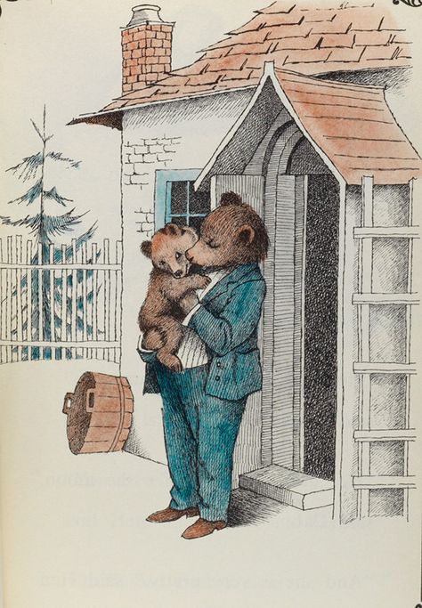 An illustration by Maurice Sendak in scarce first editions of Minarik’s beloved “Little Bear” series of readers. Books Beautiful, Maurice Sendak, Bear Illustration, Childrens Books Illustrations, Children's Picture Books, Little Bear, Bear Art, Woodland Creatures, Bear Cartoon