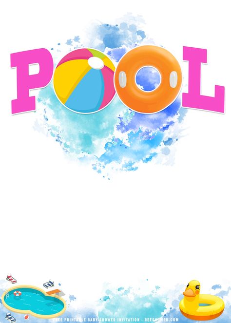 Download (FREE Printable) - Summer Pool Birthday Party Invitation Templates Pool Party Template, Pool Party Clipart, Pool Party Background Invitation, Invitation Card Design Pool Party, Pool Party Flyer Design Background, Swim Party Invitations, Boys Pool Party Invitations, Pool Party Invitation Template, Pool Party Games