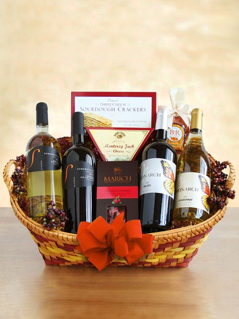 Harvest Bounty #gift basket Donation Baskets, Gifts For Realtors, Engagement Gift Baskets, Basket Raffle, Wine Gift Basket, Raffle Basket Ideas, Food Hamper, Wine Gift Ideas, Money Gift Ideas