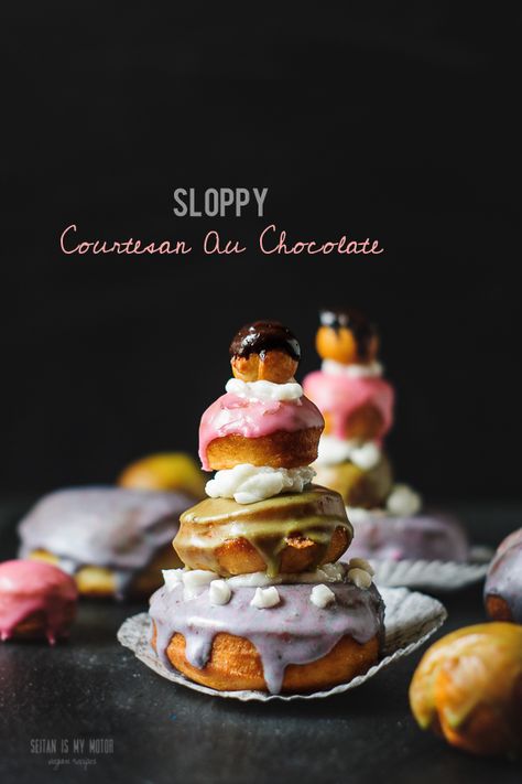 sloppy Courtesan-au-Chocolat Courtesan Au Chocolat, Fried Donuts, Blueberry Chocolate, Grand Budapest Hotel, Grand Budapest, Small Food Processor, Budapest Hotel, Food Blogs, French Pastries