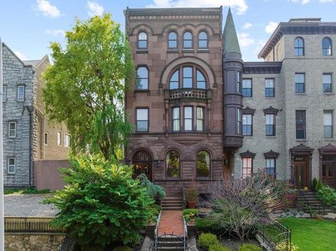 Historical Homes Of America on Instagram: "2220 Green St, Philadelphia, PA 19130 $3,950,000, 6 bd, 10 ba, 9,745 sqft A mansion like no other in Philadelphia, 2220 Green Street is composed of grand-scale interiors that are finely finished and magnificently preserved. Located just few minutes from Eakins Oval and Fairmount Park, this high-style brownstone with Romanesque details was built by clothing magnate Samuel Fleisher in 1885. From its stunning entry and reception foyer, to its stained and Houses In Washington, Dc House, Fireplace Trim, Wild Fire, Garden District, Green Street, Mansions For Sale, Skyline View, Water Element