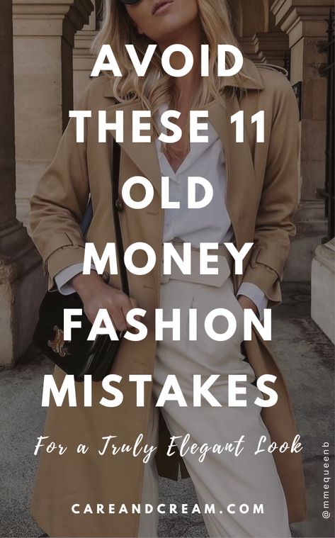 Explore the 11 common fashion mistakes to avoid for mastering the old money style. Enhance your old money look by learning these essential style tips. Embrace the old money aesthetic and elevate your wardrobe with timeless class and elegance. Timeless Old Money Fashion, Old Rich Woman Aesthetic, Old Money Outfits On A Budget, Current Womens Fashion, Old Money Woman Outfit, Old Money Beauty, Modern Old Money Outfits, How To Dress Like Old Money, Old Money Style Woman