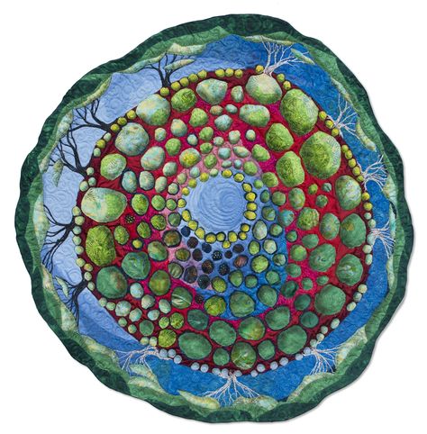 Lorraine Roy, Tree Symbolism, Labyrinth Design, Circular Art, Woven Wood, Spirited Art, Art Circle, Green Quilt, Art Textiles