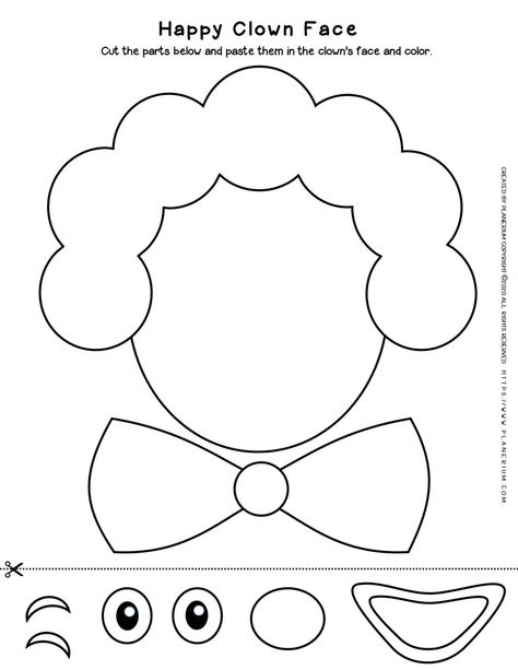 Cut And Glue Activities For Kids, Sombrero Template, Clown Template, Spider Activities, Clown Crafts, Christmas Ornament Template, Glue Craft, Cut And Glue, Ornament Template