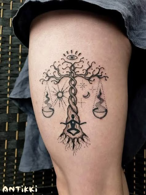 Libra Zodiac Tattoos, Balance Tattoo, Sacred Heart Tattoos, Horoscope Tattoos, Libra Tattoo, New Tattoo Designs, Zodiac Tattoos, Dope Tattoos For Women, Dope Tattoos