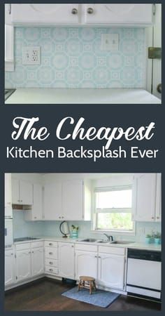 This super cheap backsplash looks amazing! Who knew a painted backsplash could look so good.  #lovelyetc #kitchenideas #kitchendiy #backsplash Cheap Kitchen Backsplash, Cheap Backsplash, Painted Backsplash, Backsplash Cheap, Cheap Kitchen Remodel, Boho Apartment, Easy Home Improvement Projects, Diy Kitchen Backsplash, Diy Backsplash