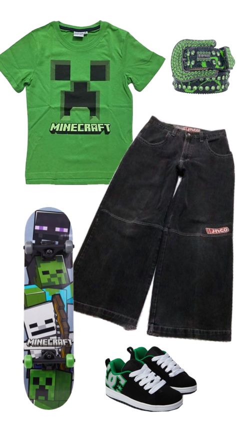 Minecraft Outfits, Street Style Outfits Casual, Skater Outfits, 2000s Clothes, Ideas De Outfits, Future Clothes, Baggy Clothes, Funky Outfits, Outfit Collage