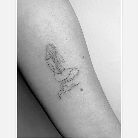 Small Mermaid Tattoo, Siren Tattoo, Mermaid Tattoo Designs, Mermaid Tattoo, Mermaid Tattoos, Line Art Tattoos, Discreet Tattoos, Dainty Tattoos, Subtle Tattoos