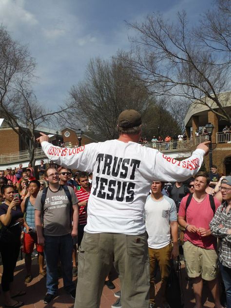 My hubby open air preaching & sharing the gospel at Radford University. People Spreading The Gospel, Spreading The Gospel Aesthetic, Sharing The Gospel Aesthetic, Gospel Sharing, Preaching The Gospel, Radford University, Preach The Gospel, Sharing The Gospel, Share The Gospel