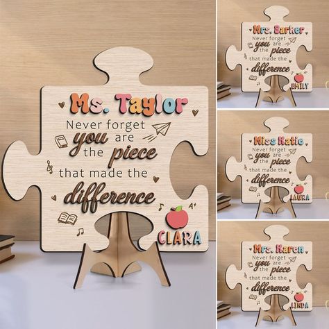 Teacher Appreciation Signs, Teacher Name Signs, Laser Cut Wood Crafts, Teachers Day Gifts, Strong Glue, Personalized Teacher Gifts, Teacher Name, Door Decoration, School Gift