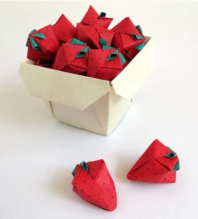 Strawberry origami #fruit #berry #origami #paperart Fruit Origami, Paper Origami Flowers, Origami Paper Folding, Origami Videos, Origami And Quilling, Origami And Kirigami, Instruções Origami, Origami Paper Art, Origami Folding