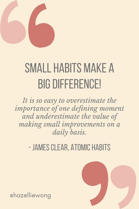 Small habits make a big difference! It is so easy to overestimate the importance of one defining moment and underestimate the value of making small improvements on a daily basis. Small Changes Can Make A Big Difference, Habits Quotes Motivation, Easy Crockpot Recipes Healthy, Habit Change, Mini Habits, Life Mastery, Small Habits, Change Mindset, Moving Mountains