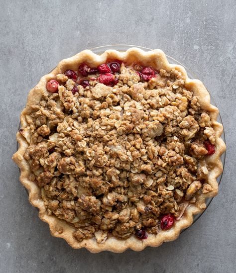 Apple Cranberry Pie with Walnuts and Crumb Topping - A Red Spatula Apple Cranberry Tart, Cranberry Walnut Pie, Apple Cranberry Crumble, Cranberry Apple Pie, Ready Made Pie Crust, Apple Cranberry Pie, Apple Crumb Pie, Cranberry Tart, Walnut Pie