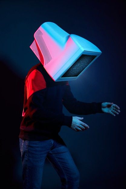 Man cyberpunk with a monitor instead of ... | Premium Photo #Freepik #photo #hand #computer #man #brain Computer Head, Human Computer Interaction, Gacha Aesthetic, Object Heads, Human Computer, Tv Head, Akina Nakamori, Insider Trading, Art Tv