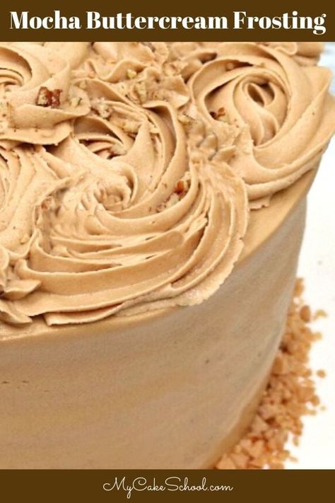 Mocha Buttercream Cake, Mocha Icing Recipe Frostings, Mocha Icing Recipe, Mocha Frosting Recipe, Espresso Buttercream Frosting, Mocha Buttercream Frosting, Mocha Icing, American Buttercream Recipe, Mocha Buttercream