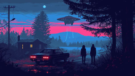 The X files, Fox Mulder, Dana Scully, UFO Crash site, 2D Pixel Art The X Files Aesthetic Wallpaper, Fox Mulder Aesthetic, The X Files Aesthetic, X Files Art, X Files Wallpaper, X Files Fanart, X Files Tattoo, X Files Aesthetic, 2d Pixel Art