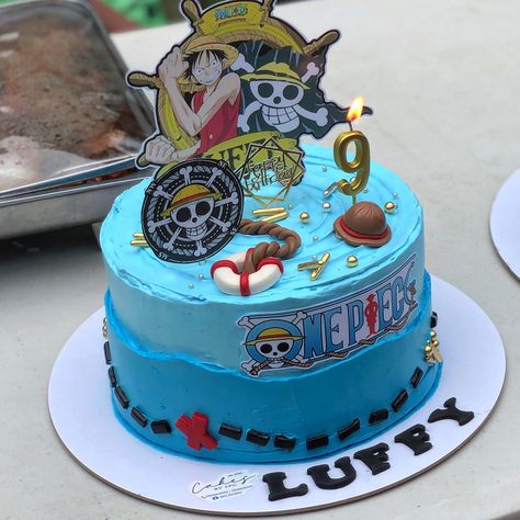 One Piece Anime Cake Design, Luffy Cake One Piece, Gateau One Piece, One Piece Anime Cake, Luffy Cake, Cake One Piece, One Piece Cake, Birthday Hubby, One Piece Birthdays