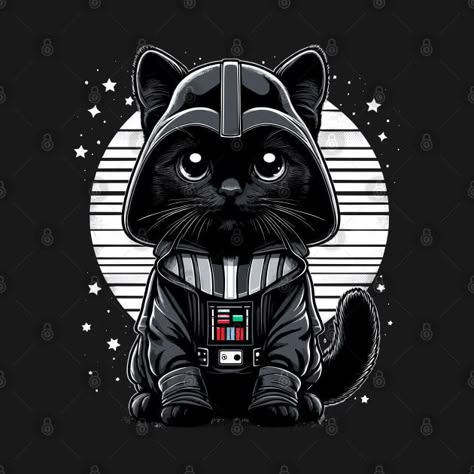 Cat Vader .A cute gift for cat lover and star wars lover Darth Vader Cat, Star Wars Cat, Inspirational Animal Quotes, Star Wars Poster Art, Star Wars Painting, Stars Wars, Gift For Cat Lover, Star Wars Day, Star Wars Poster