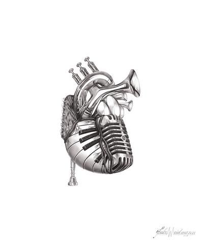 Music Heart Drawing, Heart Music Tattoo, Jake Weidmann, Master Penman, Book Design Graphique, Dj Tattoo, Piano Tattoo, Drawing Music, Music Drawing