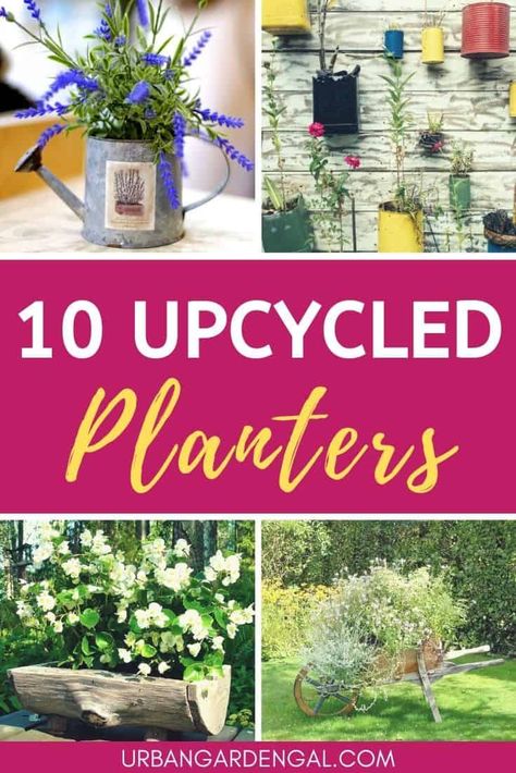 Upcycled Planters - With a bit of creativity you can turn household items that would otherwise be thrown out into gorgeous upcycled planters. Read on for lots of upcycled plant pot ideas you can try at home. #upcycled #planters #plantpot #gardenideas Homemade Planters, Diy Upcycled Planters, Plant Pot Ideas, Upcycled Planters, Upcycled Planter, Gardening Tricks, Creative Planter, Planter Project, Container Garden Design