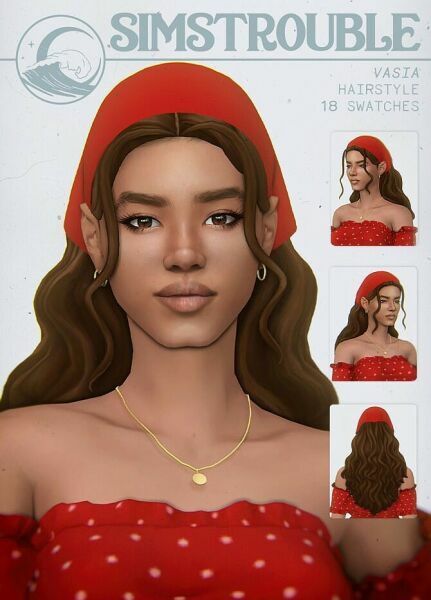 Wow! Check out this Vasia Long Wavy Hairs In A Bandana At Simstrouble Sims 4 CC! Hairstyles: VASIA long wavy hairs in a bandana – SimsTrouble. Base Game Compatible, 18 Swatches + 45 Swatches for Bandana Overlay, All LODs, NOT Hat Compatible, All Maps, 15k poly, 2 versions, mesh included in all of them. #sims #sims4 #sims4cc #gaming Sims 4 Bandana Hair, Sims 4 Cc Head Covering, Sims Cc Bandana, Sims 4 Head Scarf Cc, Sims 4 Cc Bandana, Sims 4 Bandana, Sims 4 Bandana Cc, Sims 4 Hair With Bandana, Sims 4 Headscarf Cc