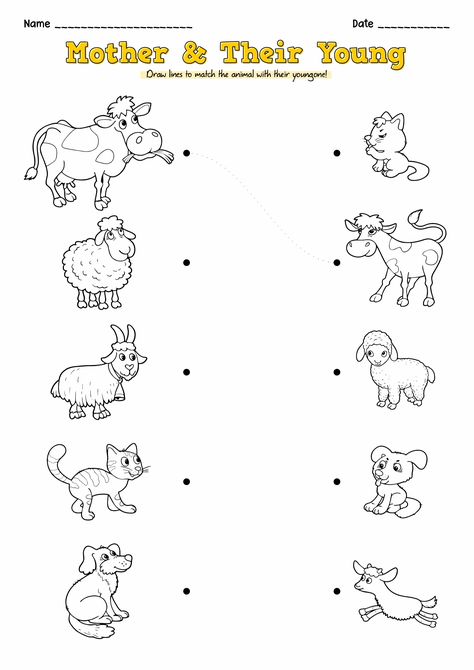 Farm Animal Worksheet, Domestic Animals Worksheets, Animals Worksheets For Kids, At The Farm Worksheet, Worksheet On Farm Animals, Animals And Their Babies Worksheet, Farm Animals And Their Babies, Domestic And Wild Animals Worksheets, Farm Animal Matching