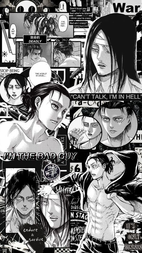 Eren Yeager Manga, Manga Collage, Attack On Titan Tattoo, Eren Aot, Titans Anime, Anime Wallpaper Phone, Attack On Titan Levi, Eren Yeager, Attack On Titan Art