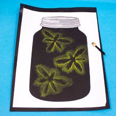 Firefly Art - Craft Project Ideas Firefly Crafts Preschool, Firefly Printable, Fireflies Craft Preschool, Firefly Art Preschool, Fireflies In A Jar Painting, Black Construction Paper Art, Firefly Art For Kids, Firefly Craft For Kids, Firefly Crafts For Kids