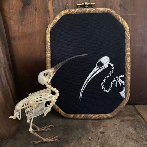 Skeleton Embroidery, Bird Skeleton, Cat Skeleton, Embroidered Bird, Bird Skull, Hand Embroidery Projects, Animal Bones, Animal Embroidery, Skeleton Hand