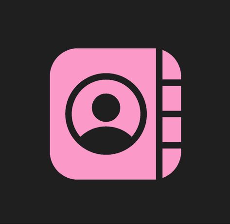 Pink Contacts Icon, Pink Contacts, Contacts Icon, Black And Purple Wallpaper, Ipad Essentials, Ios App Iphone, Black App, Widget Design, App Pictures