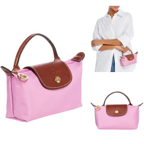 Longchamp Le Pliage Original Mini Pouch With Handle. New With Tag. Color - Pink. Top Handle. Zip Closure With Snap Flap. Gold-Tone Hardware. Snake-Embossed Leather Trim. Coated Lining. Polyamide Canvas, Leather Trim. Dimensions: 6.7”L X 4.3”H X 2.2”D. Ships Fast With Care From A Non-Smoking, Pet-Free Environment. Trusted, Top Rated Seller Since 2017. Longchamp Leather Bag, Mini Longchamp Bag, Longchamp Le Pliage Mini, Long Champ Bag, Longchamp Leather, Longchamp Mini, Long Champ, Foldable Backpack, Longchamp Bag