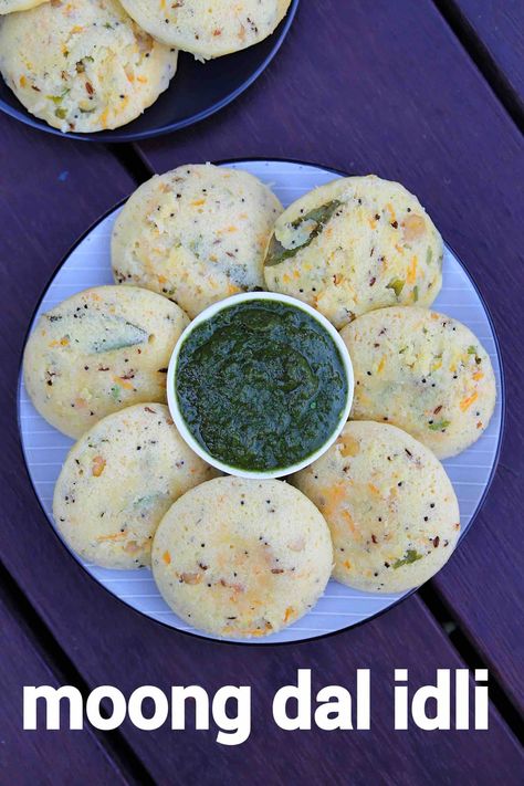 moong dal idli recipe | green gram idli | moong dal ki idli Alternative Breakfast, Green Gram, Indian Veg Recipes, Idli Recipe, Spicy Snacks Recipes, Breakfast Recipes Indian, Moong Dal, Chaat Recipe, Indian Cooking Recipes