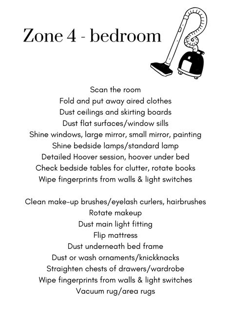 💡 PRINTABLES – ZONE 4 CLEANING/DECLUTTER LIST – Diane in Denmark Diane In Denmark, Cleaning Zones, Flylady Zones, Declutter List, Fly Lady Cleaning, Room Cleaning Tips, Fly Lady, Zone Cleaning, Clean House Schedule