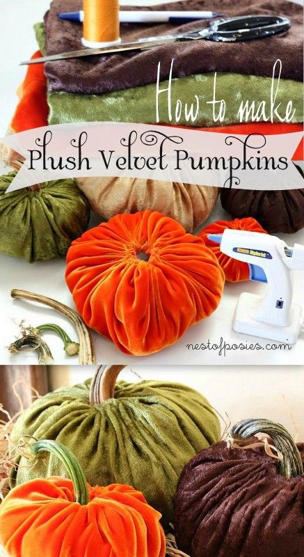 How to Make Plush Velvet Pumpkins.  Full tutorial on how to make + video!~T~ So pretty for Thanksgiving decor. Thanksgiving Decorating, Diy Halloween Decor, Make Video, Tablescape Inspiration, Fall Deco, Velvet Pumpkins, Autumn Crafts, Fabric Pumpkins, Fall Projects